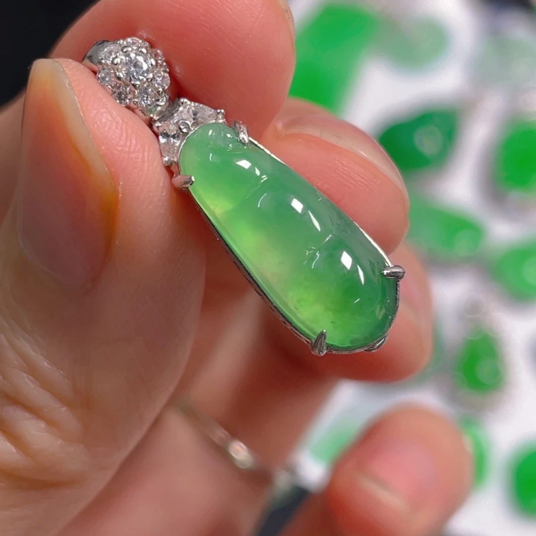 翡翠银S925镶嵌吊坠(不含链)