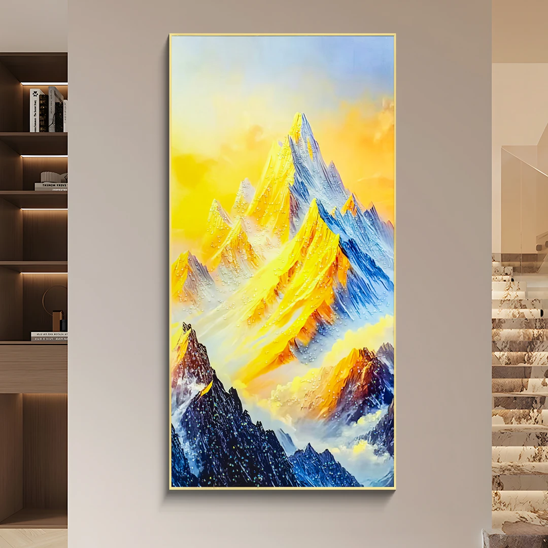 益师傅金山入户玄关装饰画走廊过道竖版办公室挂画背有靠山80160