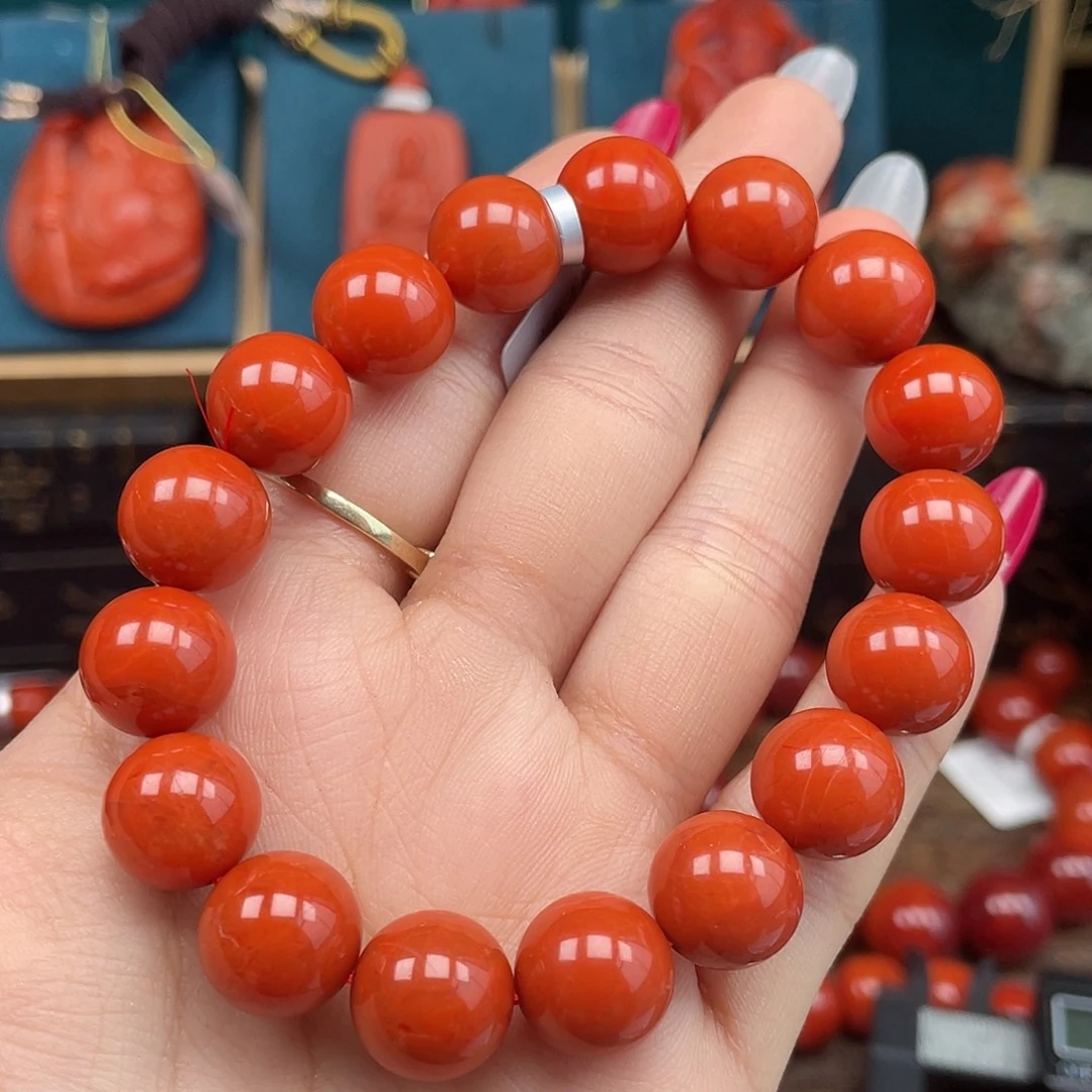 南红玛瑙未镶嵌手串瓦西满肉柿子锦卡12mm+
