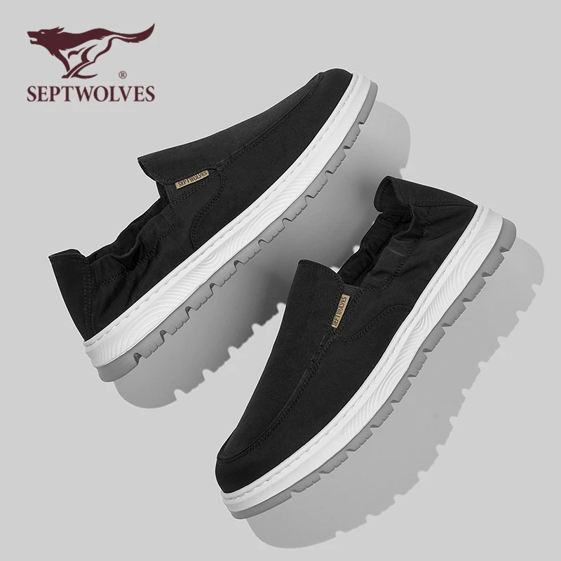七匹狼男鞋2025新款秋季轻薄透气一脚蹬懒人布鞋软底百搭休闲潮鞋