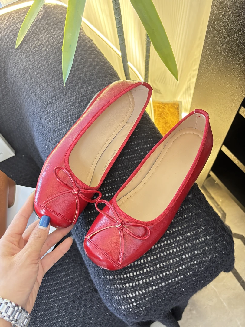 【内增高】蝴蝶结法式芭蕾单鞋女真皮时尚百搭软底皮鞋舒适休闲浅口