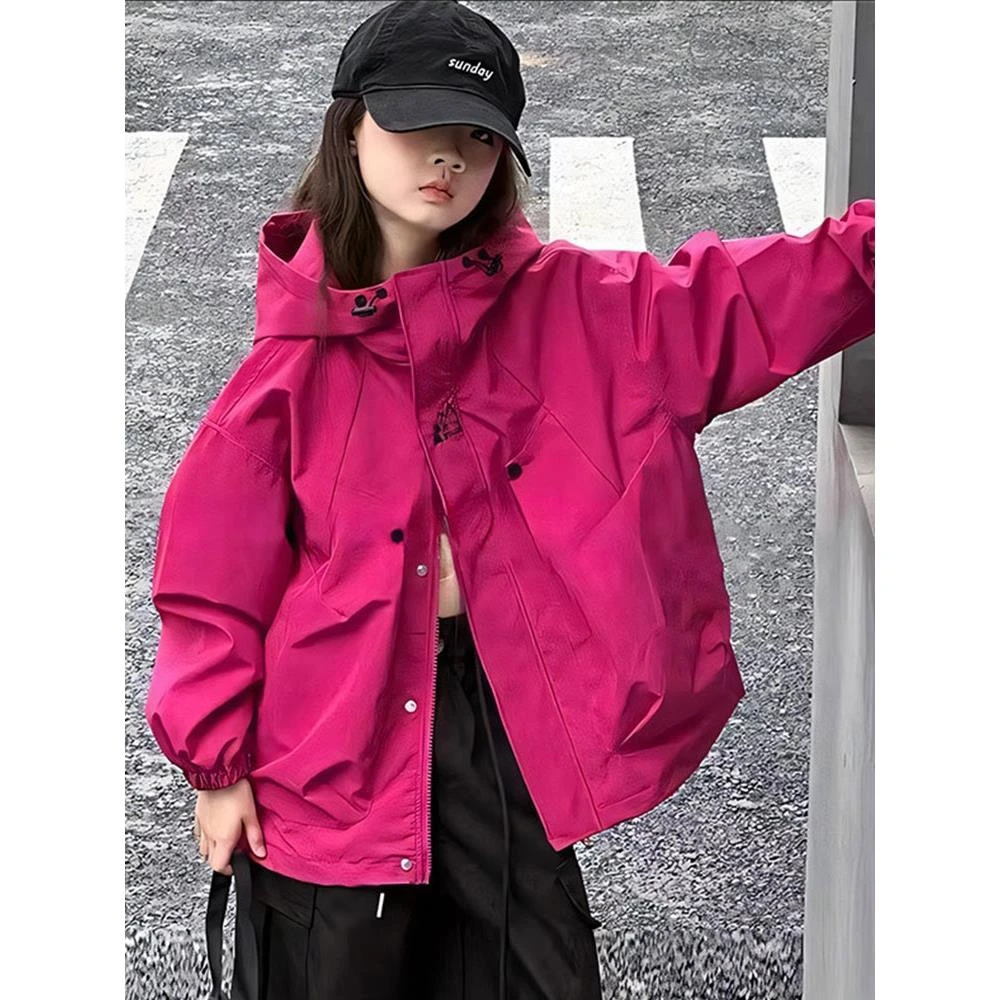 女童冲锋衣外套春秋装2025新款韩版时髦中大童休闲夹克运动登山衣