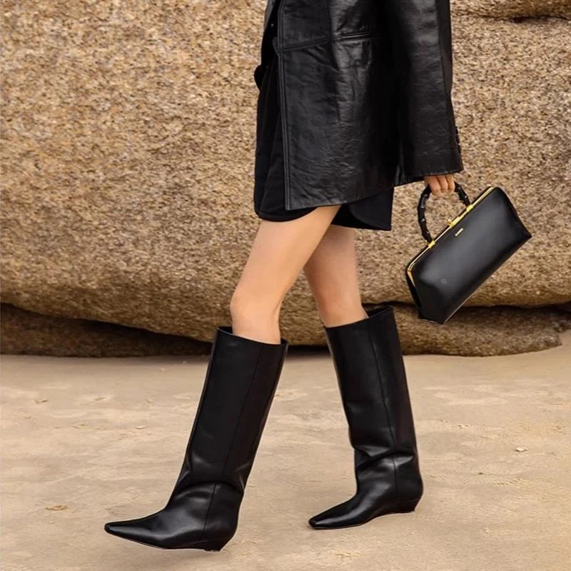 【CBMT旗舰店】CBMT~正品复古直筒骑士靴女2025秋冬新款长靴尖头