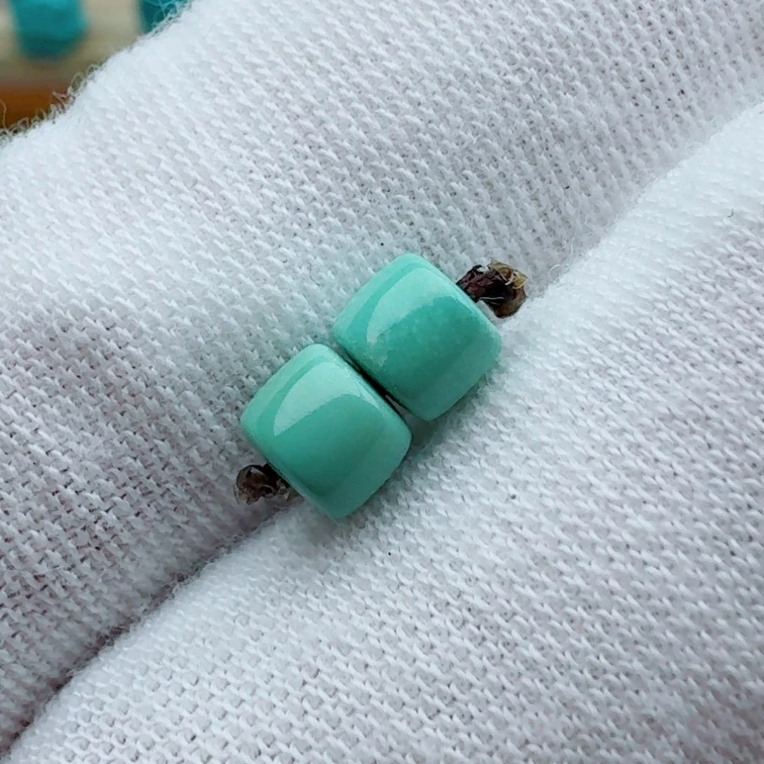 绿松石未镶嵌直切对珠5.2