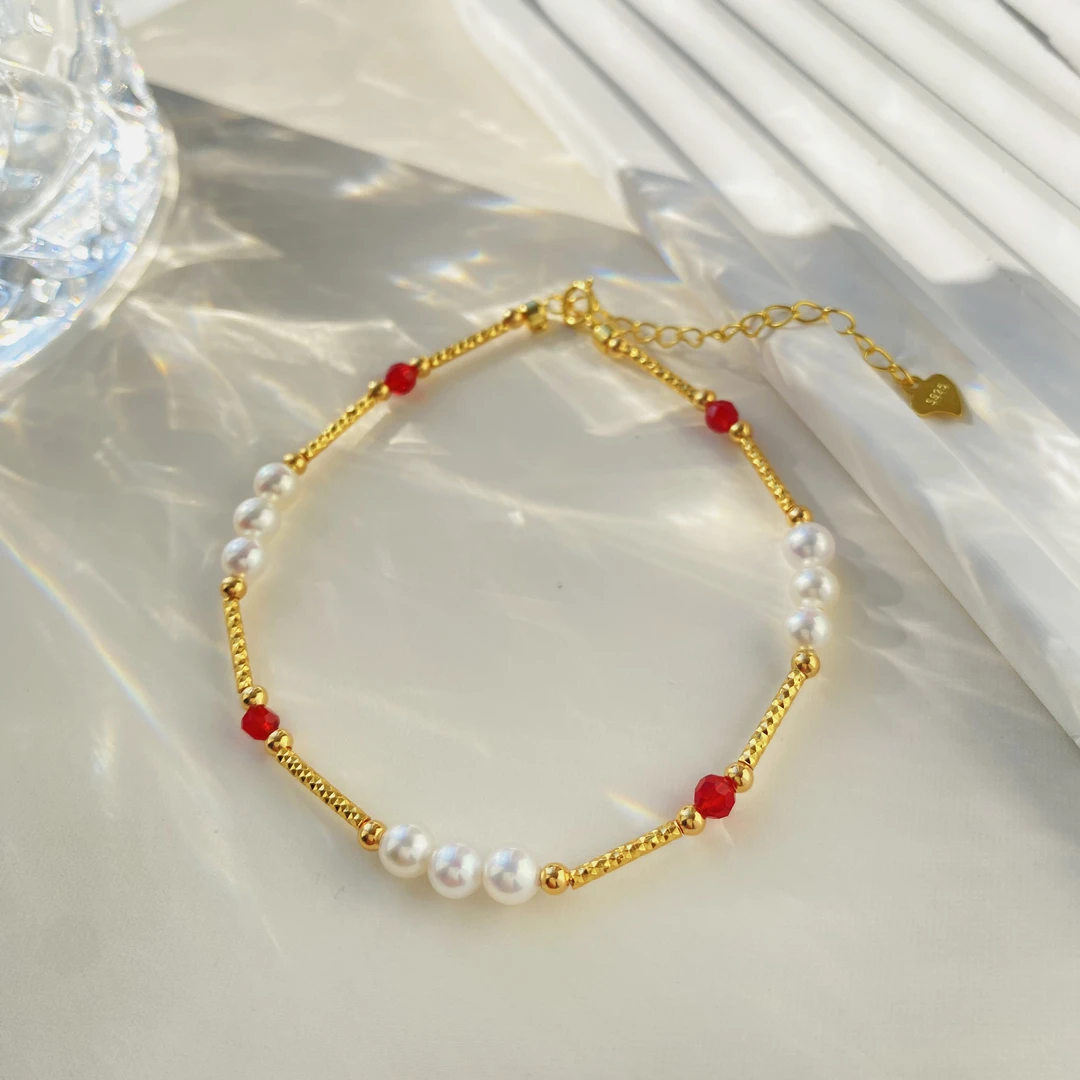 S03珍珠手链4-4.5银管S925天然珍珠手链极强光（非基地发货无证书）