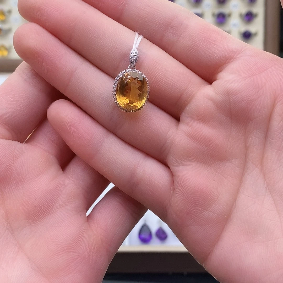 黄晶纯天然无优化黄水晶GQ银S925镶嵌K*