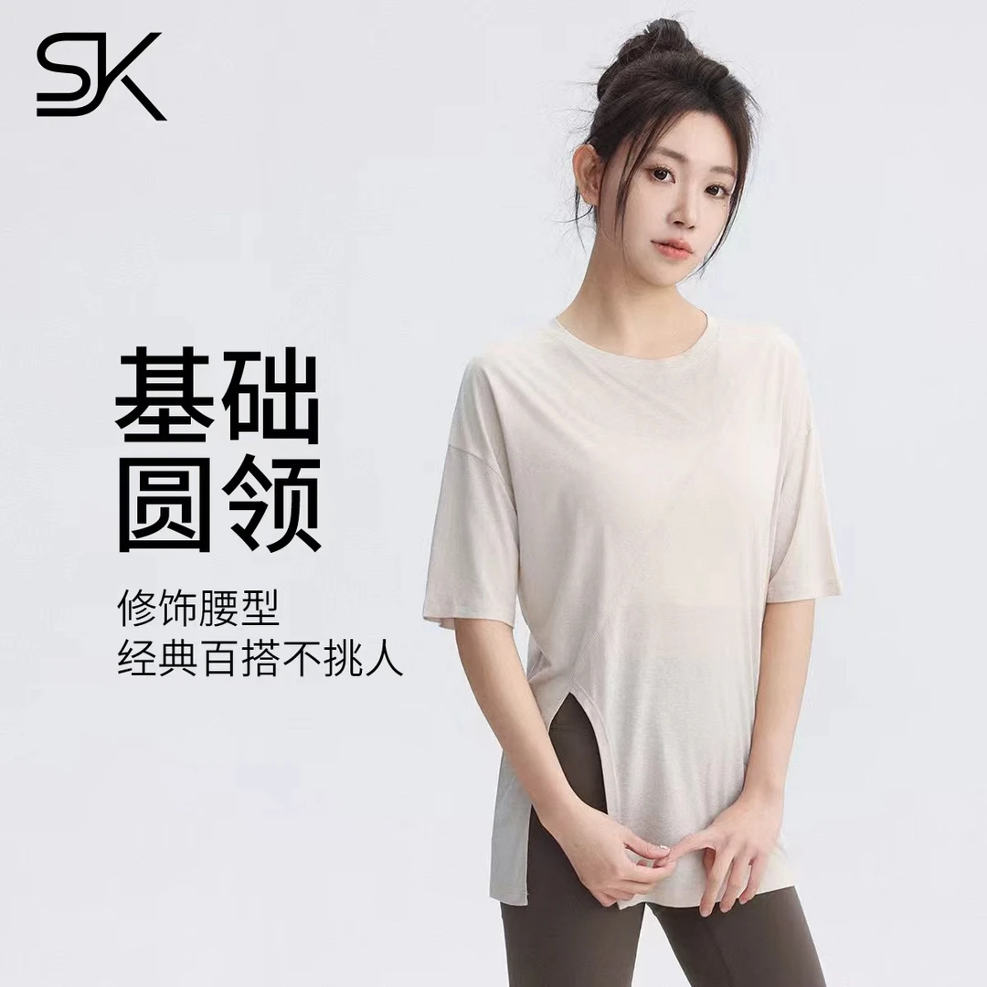 lulu运动服女宽松显瘦罩衫健身短袖训练普拉提瑜伽服上衣透气速干