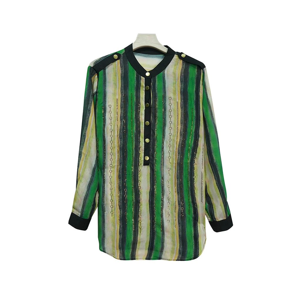 X9957【上新】气质显瘦百搭休闲洋气立领长袖衬衫3Q