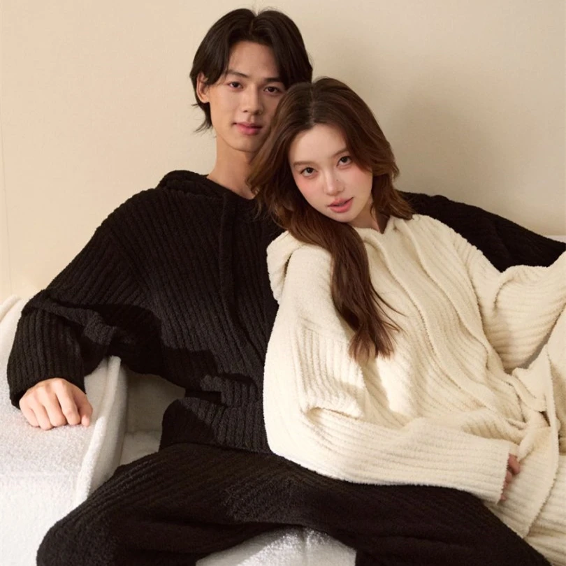 【高级情侣款连帽】冬季新款睡衣半边绒套装保暖软绵绵可外穿JL5946