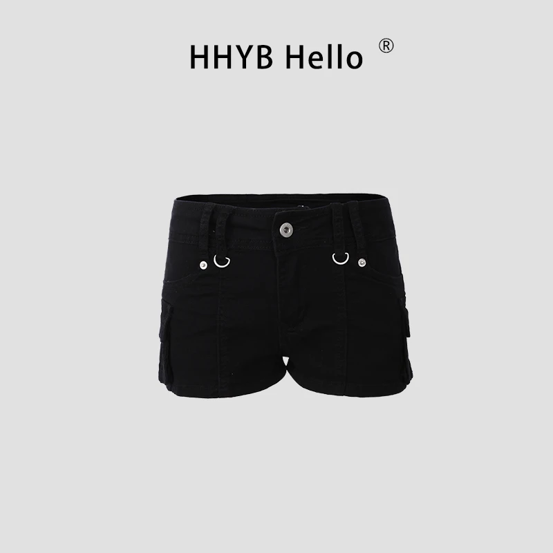 HHYB Hello【Q】2025夏季时尚百搭款辣妹复古低腰牛仔短裤Q254030