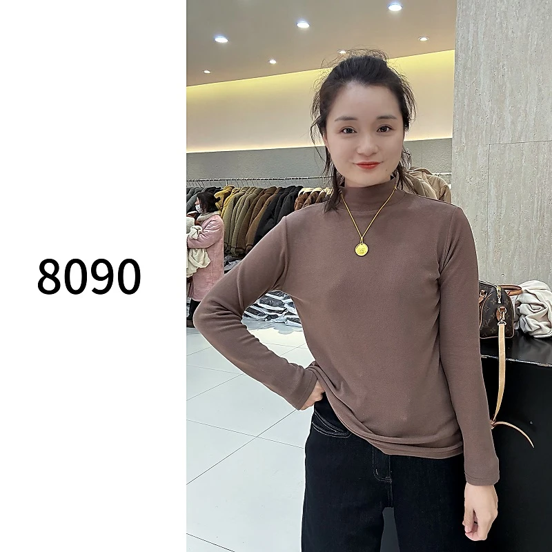 【8090暖居】秋冬新款糯米羊绒半高领打底上衣NJ-1623