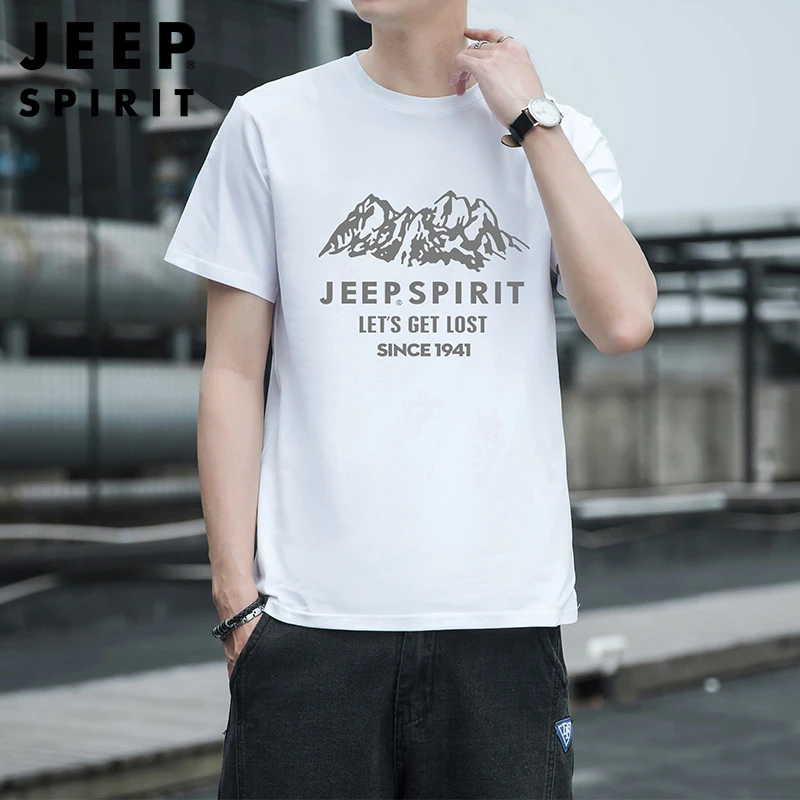 JEEPSPIRIT吉普爆款新款短袖T恤男潮牌夏季韩青年男士休闲大码