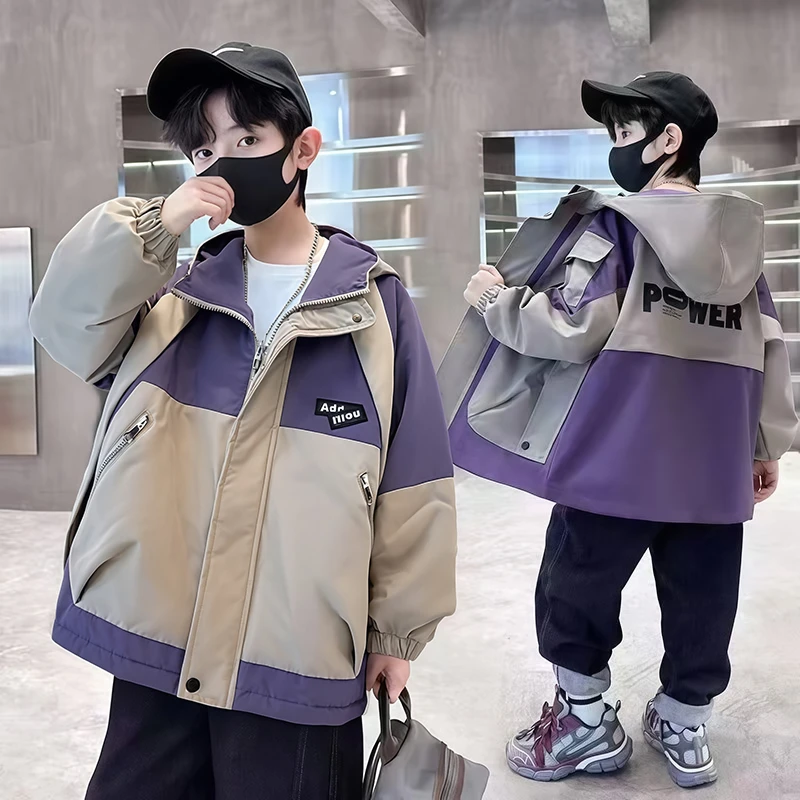 男童2025秋冬新款加厚冲锋衣外套中大童冬款夹棉保暖棉衣棉服潮