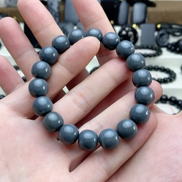 未镶嵌手链和田玉油库料莫兰迪灰卡12老型手串