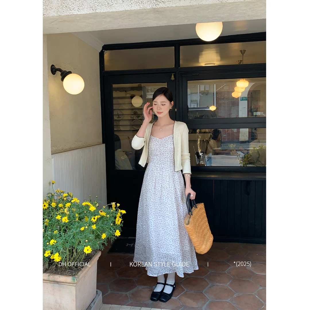 清DH OFFICIAL 大花【夏花游记 flower】时尚浪漫风碎花修身连衣裙