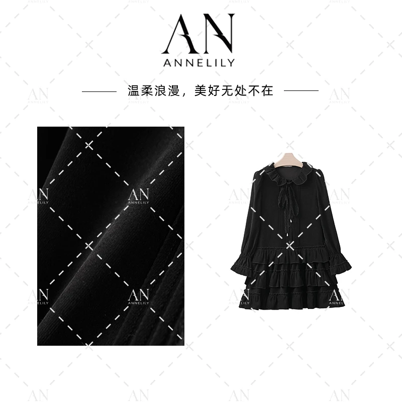 ANNELILY安琪琪【未晞】冬季新款高级感轻奢气质连衣裙AQ2511053