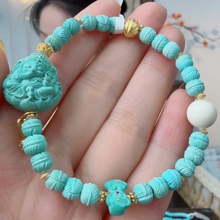 绿松石18K金镶嵌珠宝奇石