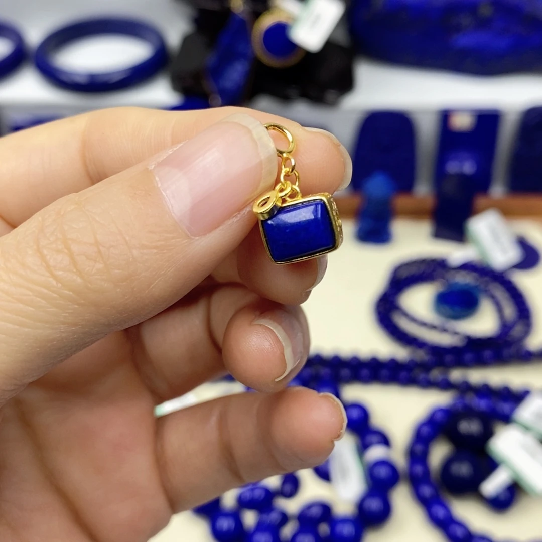 青金石颈饰银S925镀金镶嵌