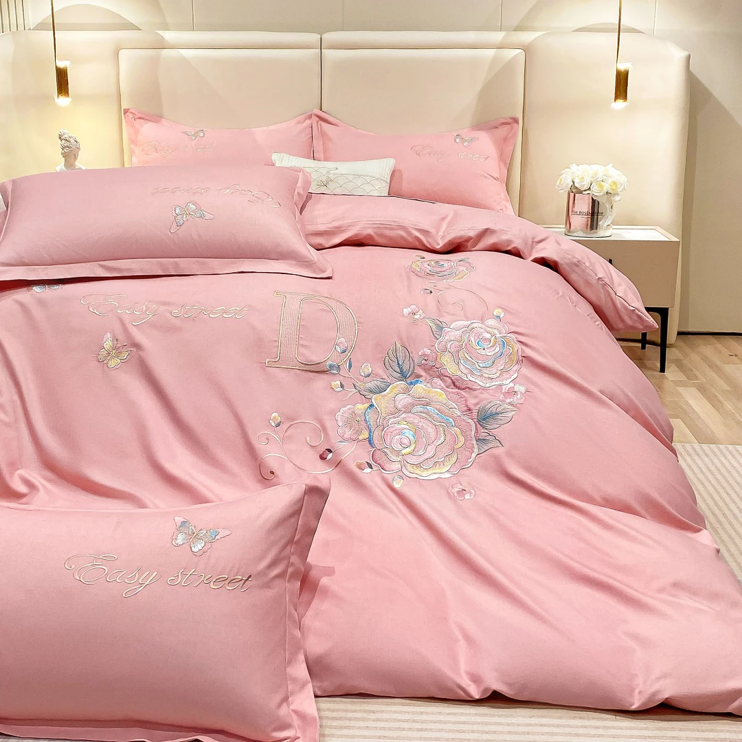 【秋冬加厚甄选】轻奢高端立体刺绣吊边四件套花间集-yue