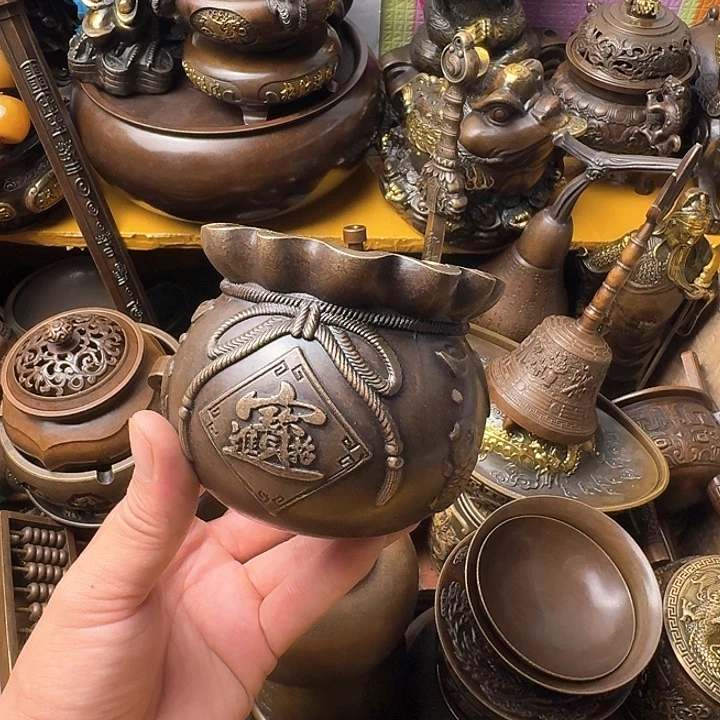 原矿 风魔铜藏收铜摆件