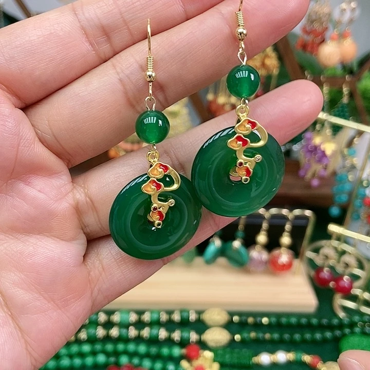 玛瑙/玉髓合金耳饰