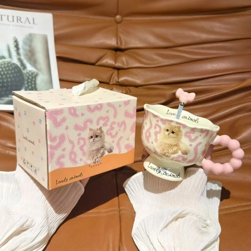 可爱卡通猫狗ins陶瓷马克杯高颜值杯情侣水杯女友生日礼物伴手礼