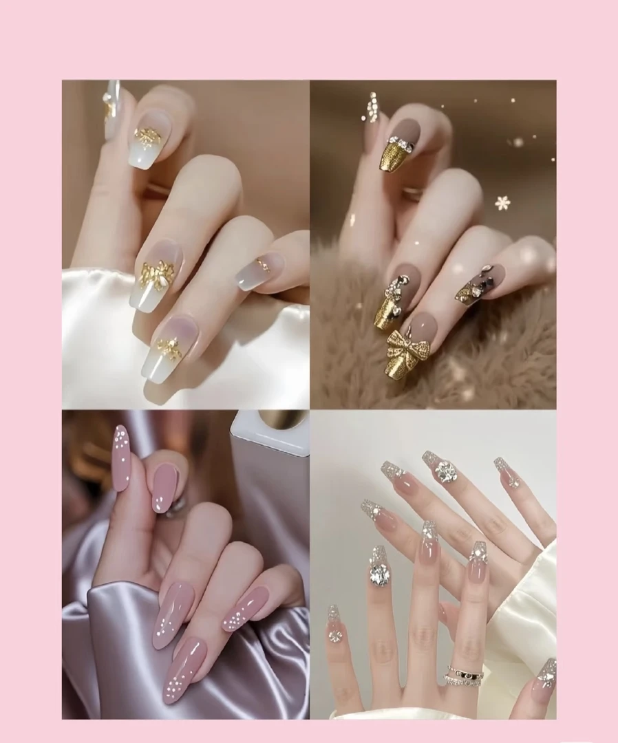 高级感显白金闪蝴蝶猫眼纯手工穿戴甲