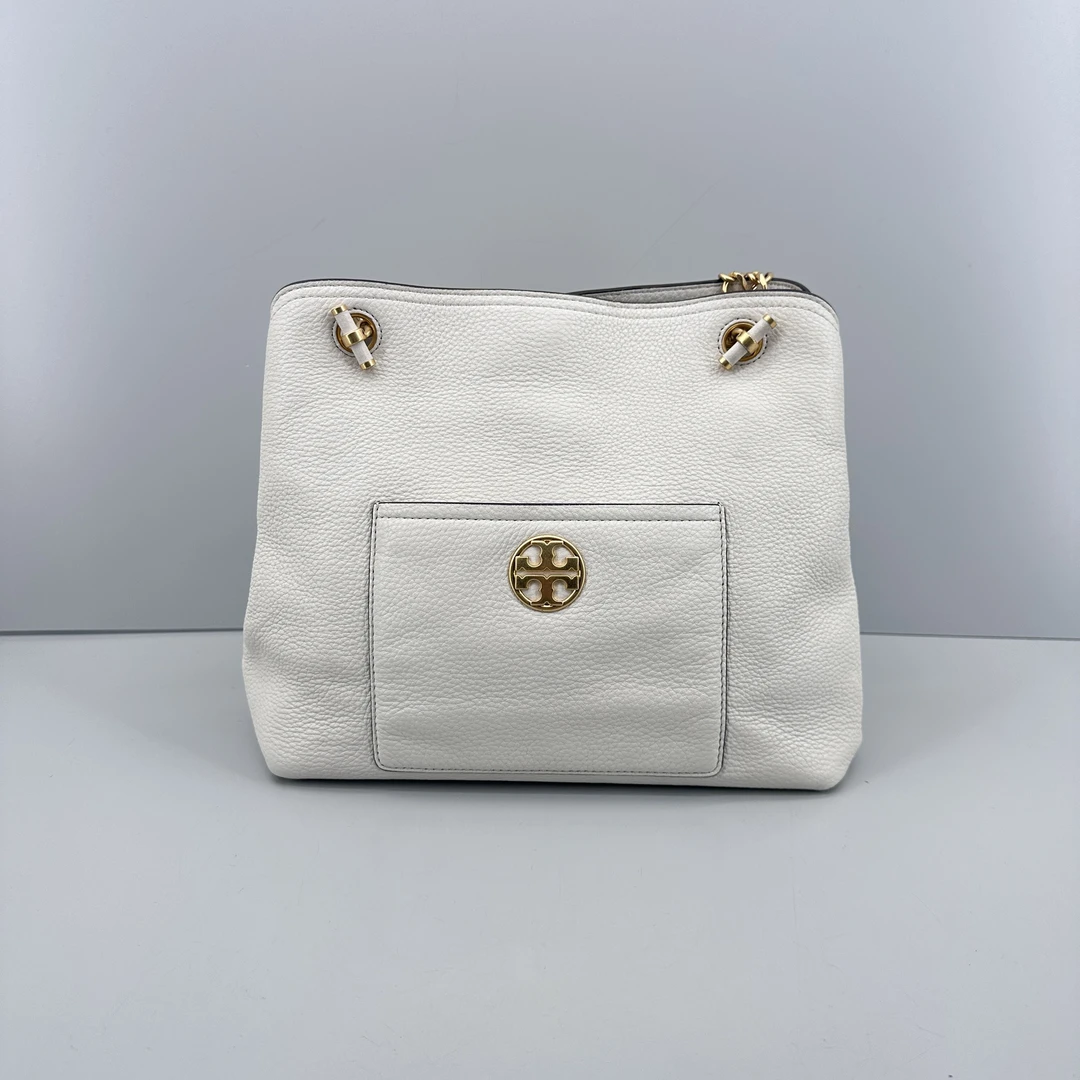 95新 TORY BURCH/汤丽柏琦 白色单肩链条包27x24x13cmM010509