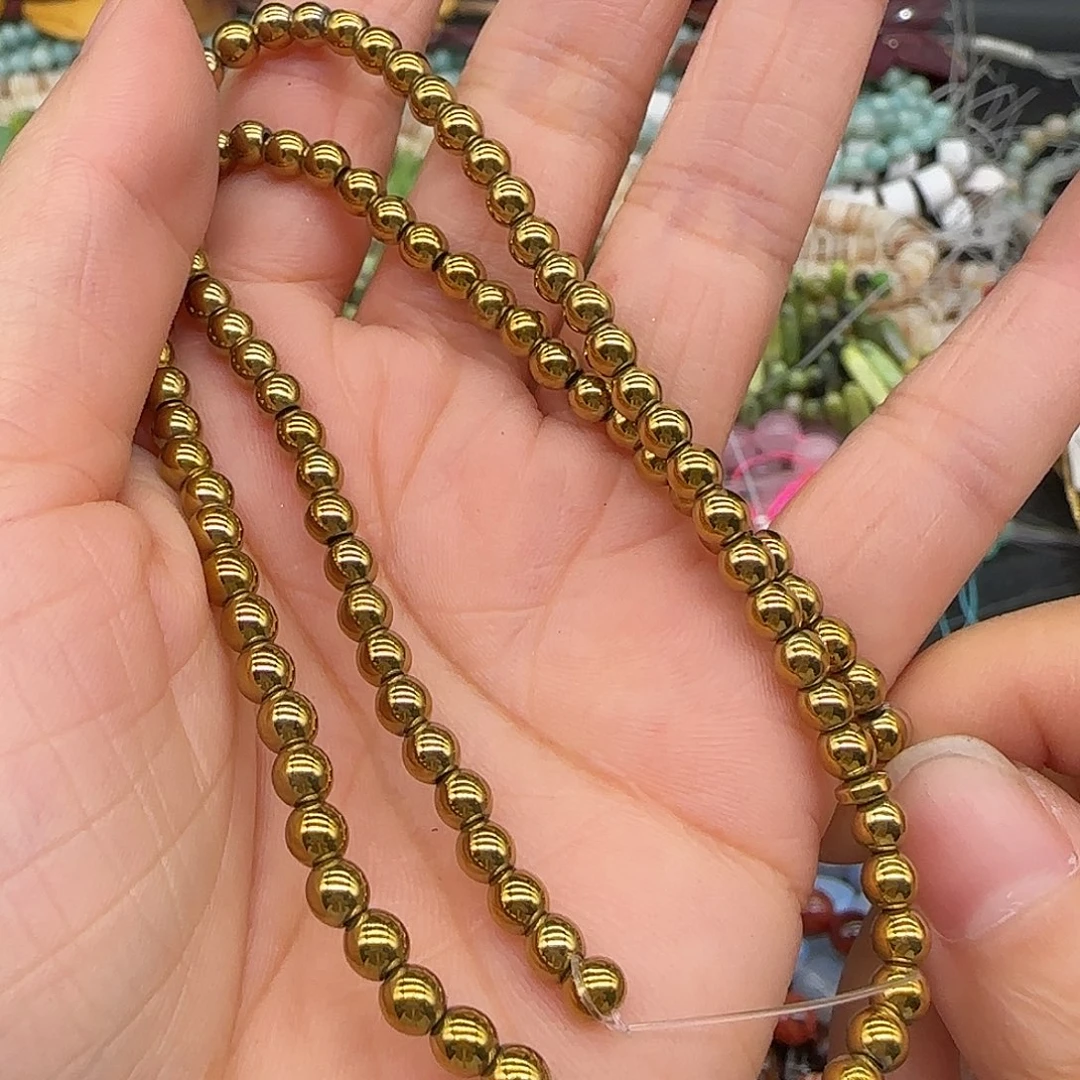 玛瑙/玉髓合金珠宝半成品黑胆石3mm一条