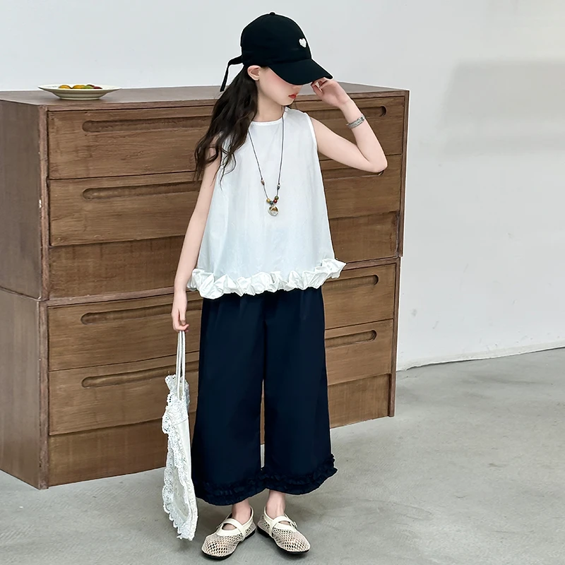 女童套装夏装简单耐看2025新款中大童韩范时尚小女孩潮两件套宽松