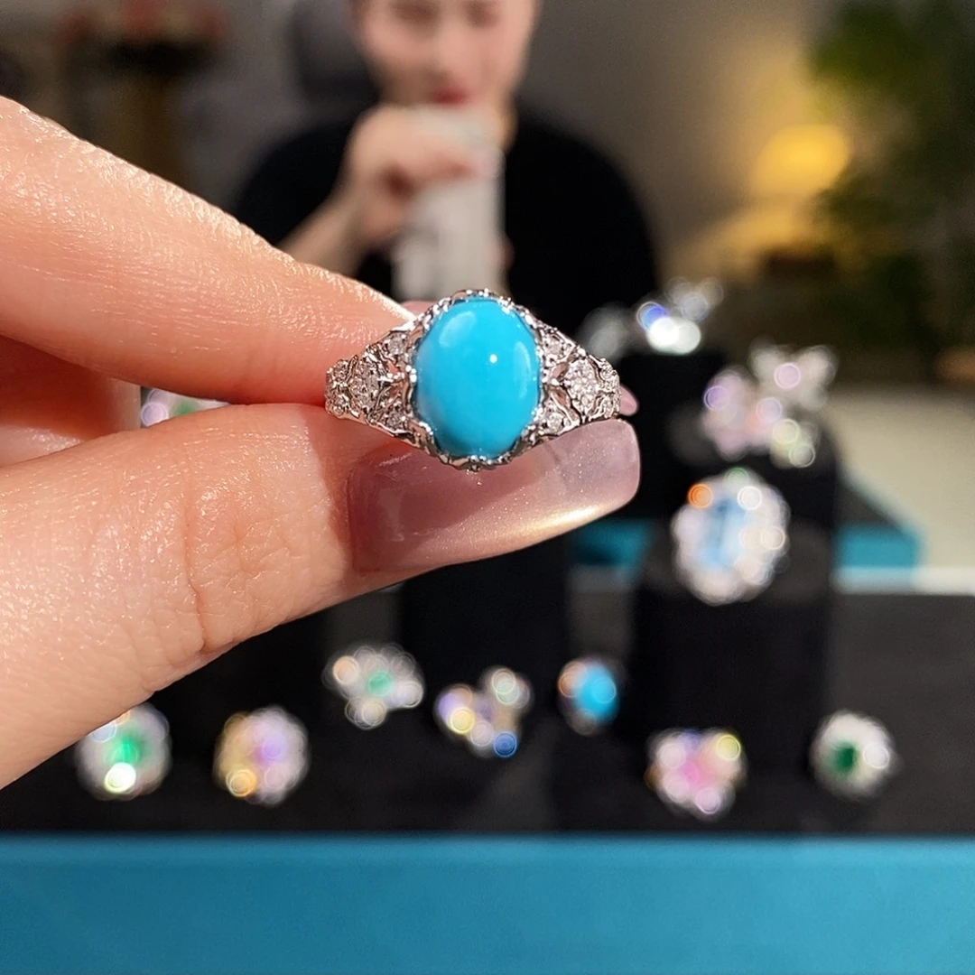 绿松石铂Pt950镶嵌戒指2.84ct