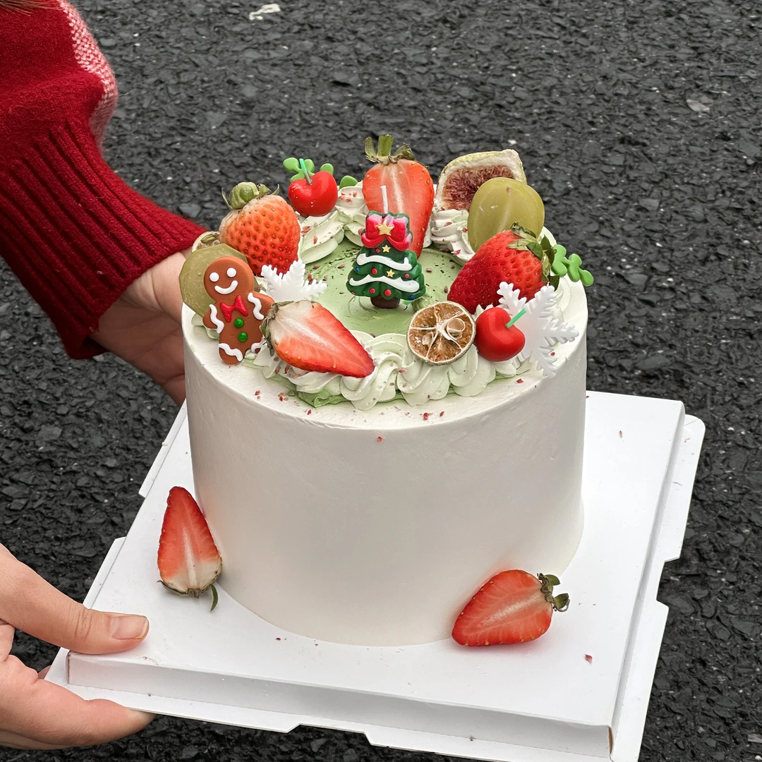 2026圣诞节简约蛋糕装饰卡通圣诞树蜡烛节日甜品雪花姜饼人插件