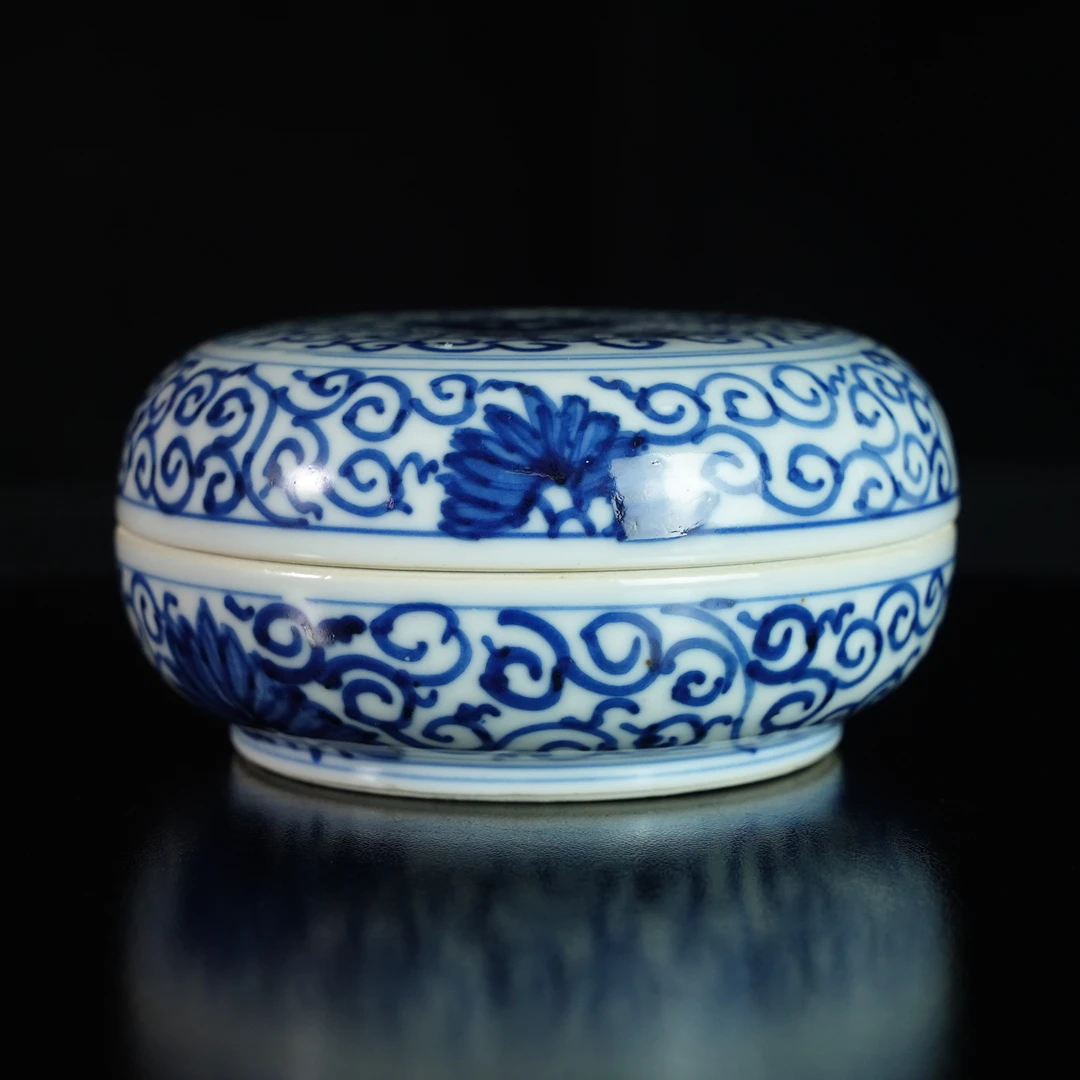 LABC250427089【十竹斋】清康熙缠枝莲纹印泥盒