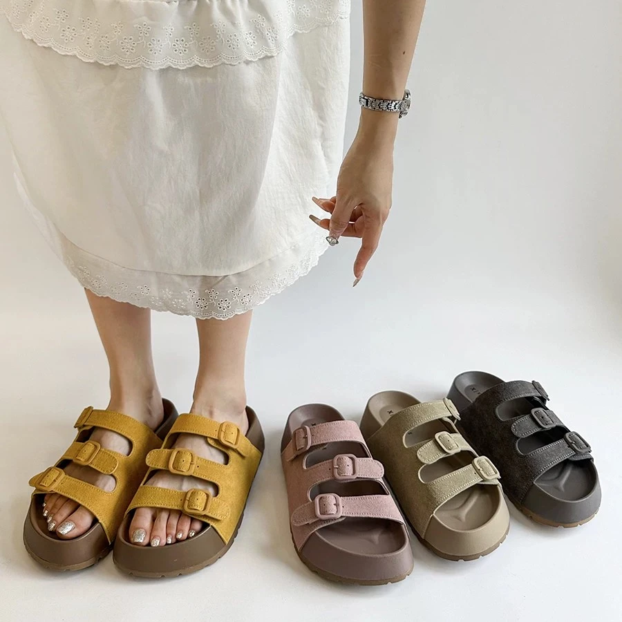 时尚勃肯女外穿夏季新款网红超火厚底一字拖鞋8888-1