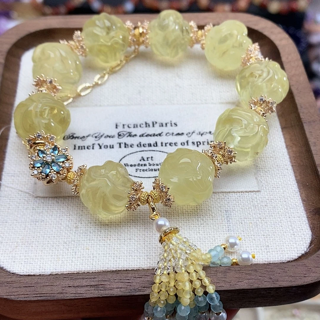 水晶手链未镶嵌星*?柠檬黄水晶手串