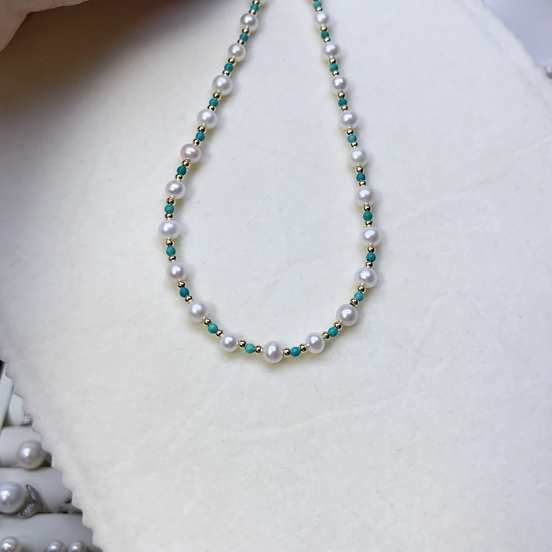 颈饰银S925镶嵌淡水珍珠