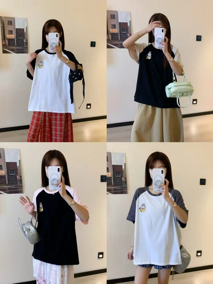 樱桃-大码128胸围夏季新款T恤拉布布胸前小怪