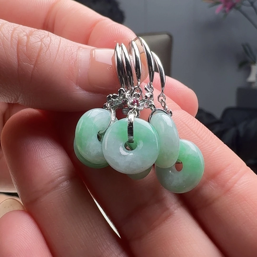 翡翠耳饰银S925镶嵌多样性发货其一