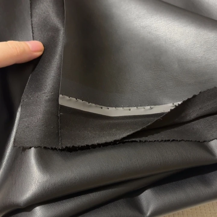 混纺黑色针织底弹力软皮1米