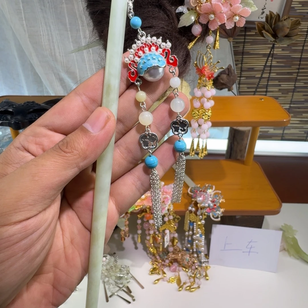 蛇纹石玉合金发饰