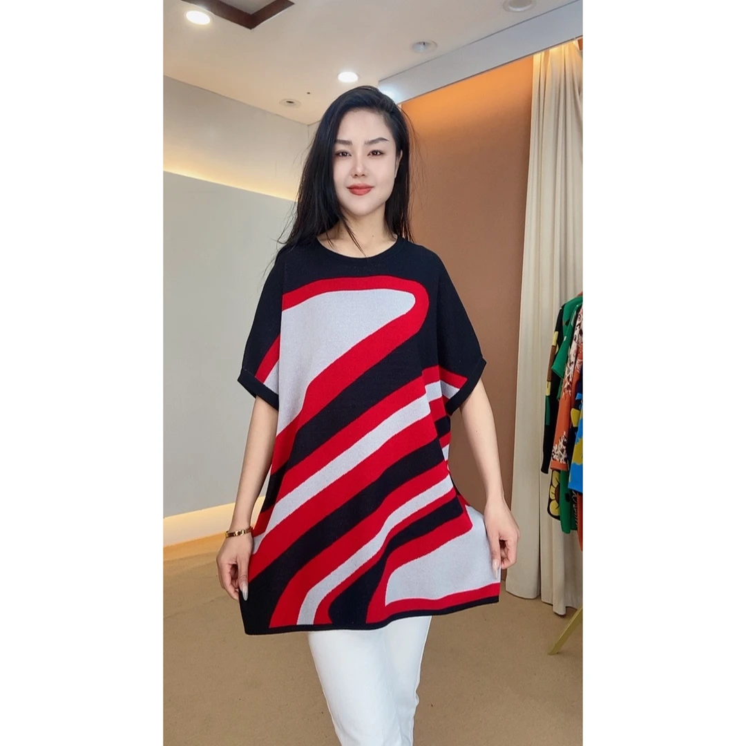 A26号春夏季新款时尚针织提花宽松中长款百搭连衣裙妈妈装
