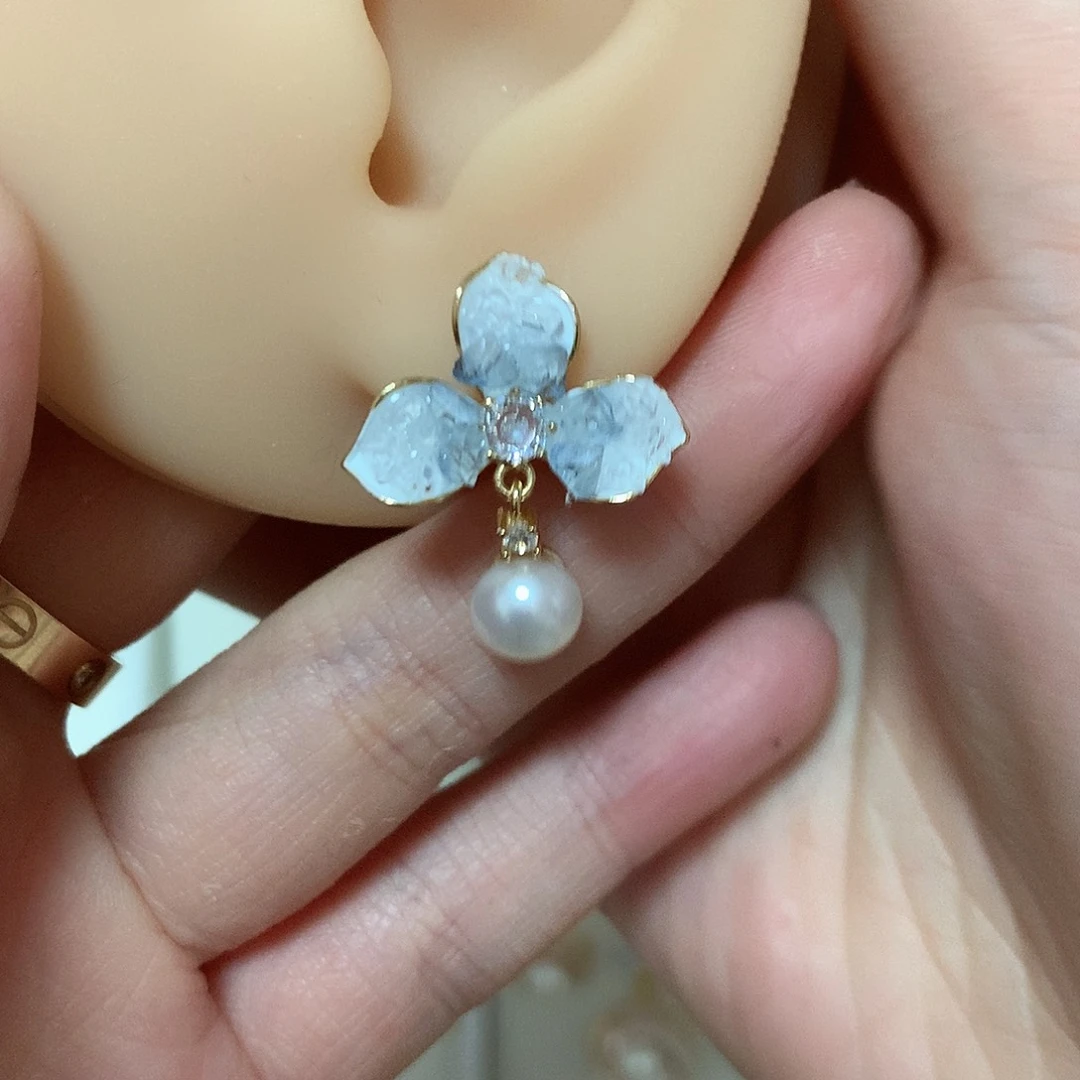 淡水珍珠耳饰合金