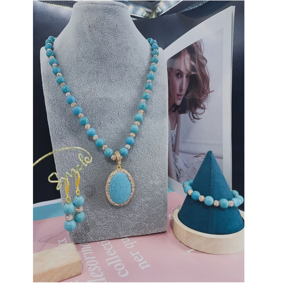 铜合金树脂项链 仿珍珠项链项链项链DELZOK三件套长款百搭手工