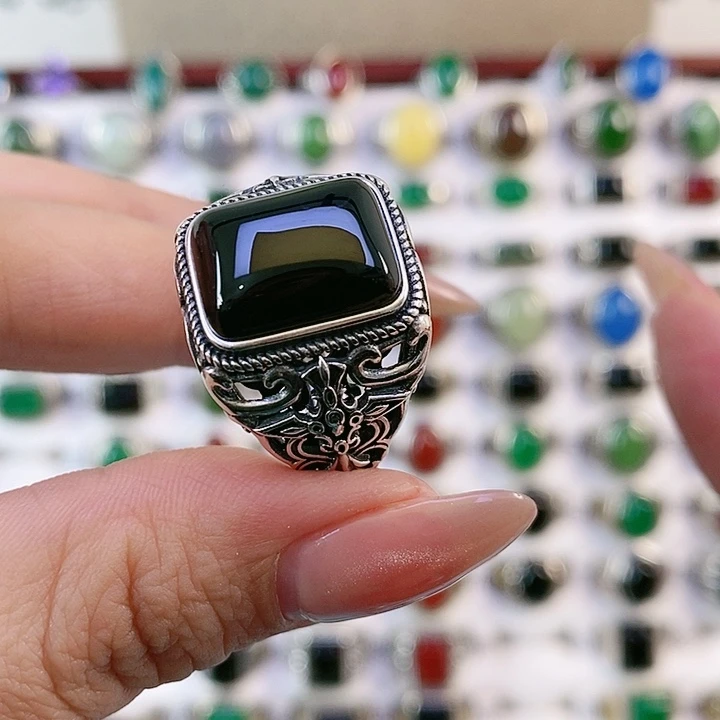 银S925镶嵌戒指玛瑙/玉髓（****神