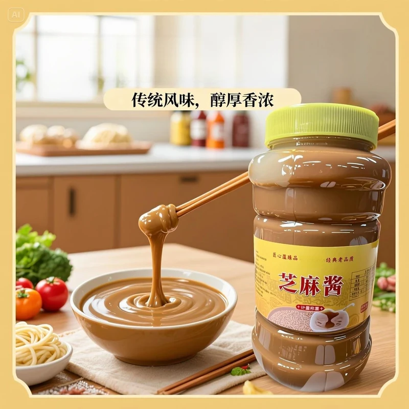 正宗农家石磨芝麻酱花生酱无添加瓶装火锅蘸料热干面拌酱⑧