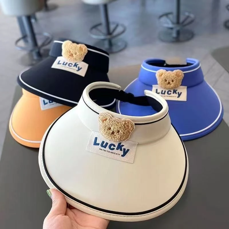 儿童夏季防紫外线防晒帽子卡通遮阳帽太阳帽宝宝大帽檐空顶帽批发