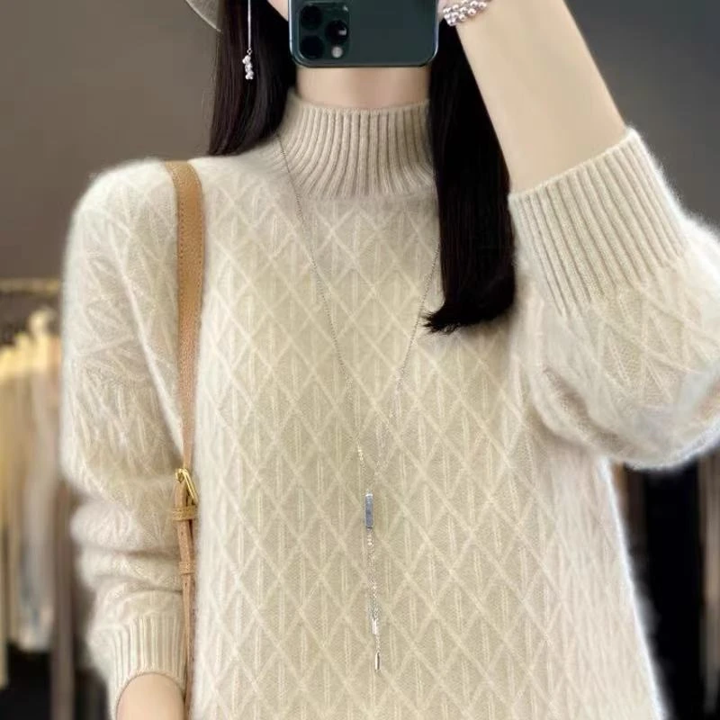 针织常规衫深驼色打底衫绒衫慵懒时尚加厚