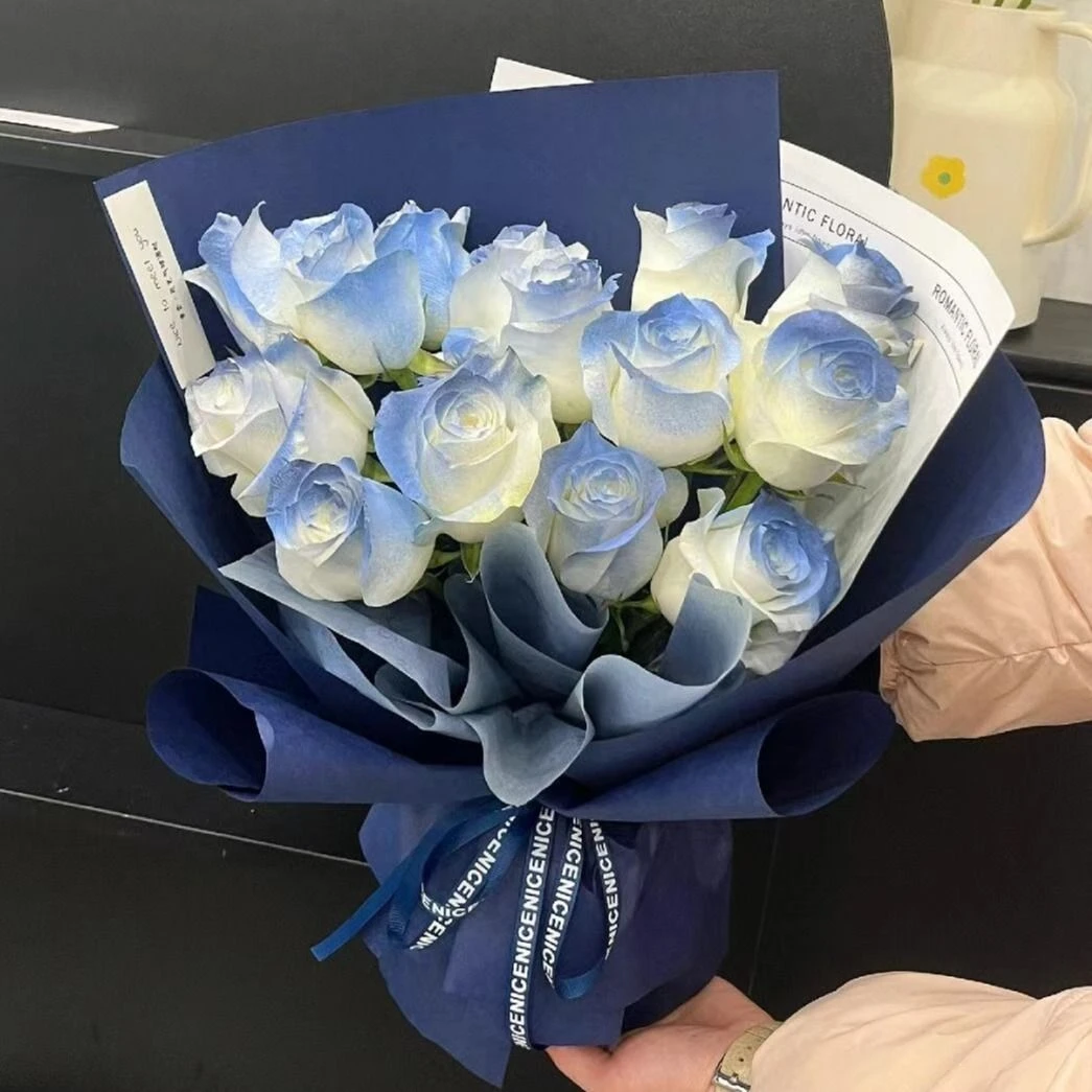 【你就是我的风景】15朵碎冰蓝玫瑰花束高级花束送男友送领导花店免费送花上门A11