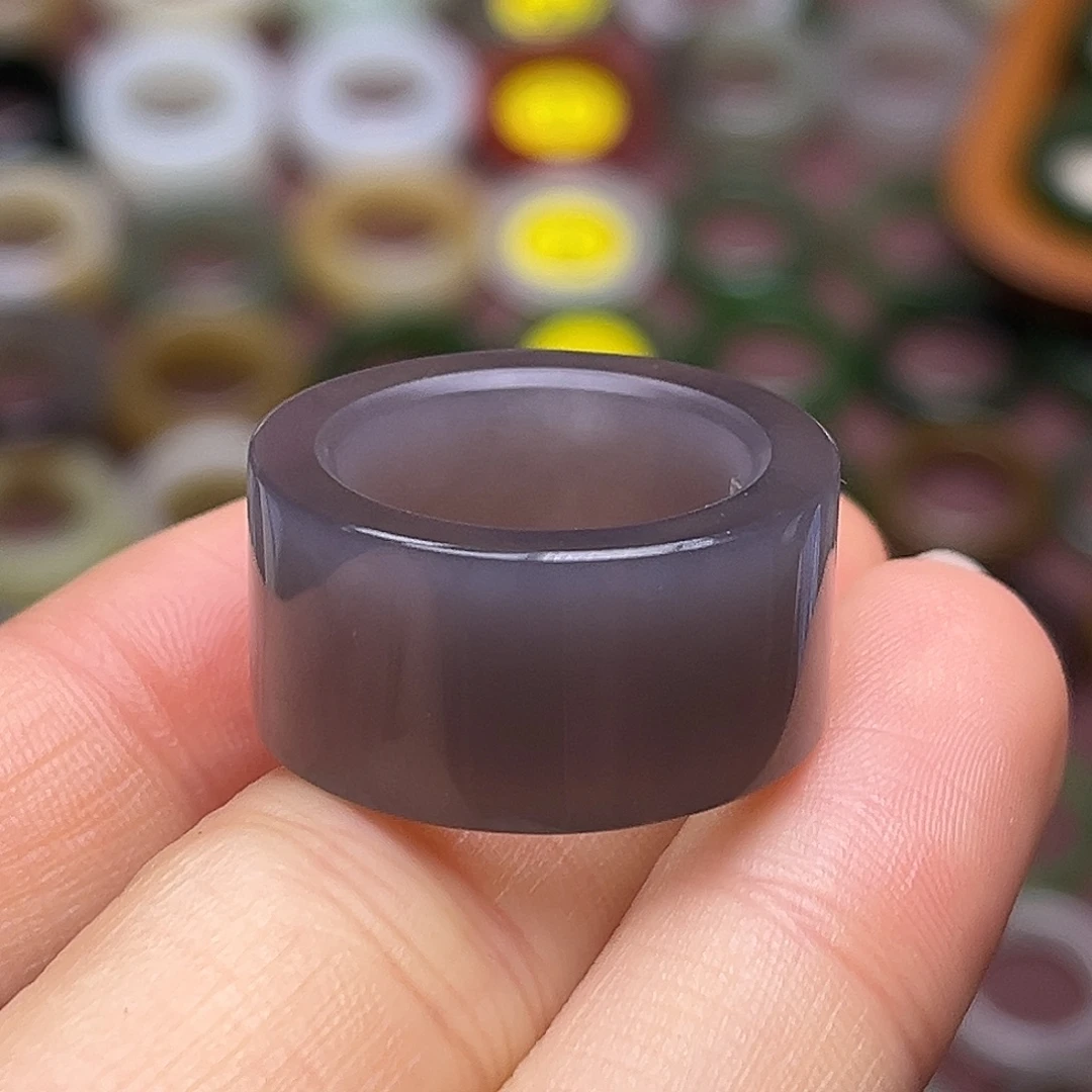 和田玉未镶嵌戒指17.4高冰葡萄紫