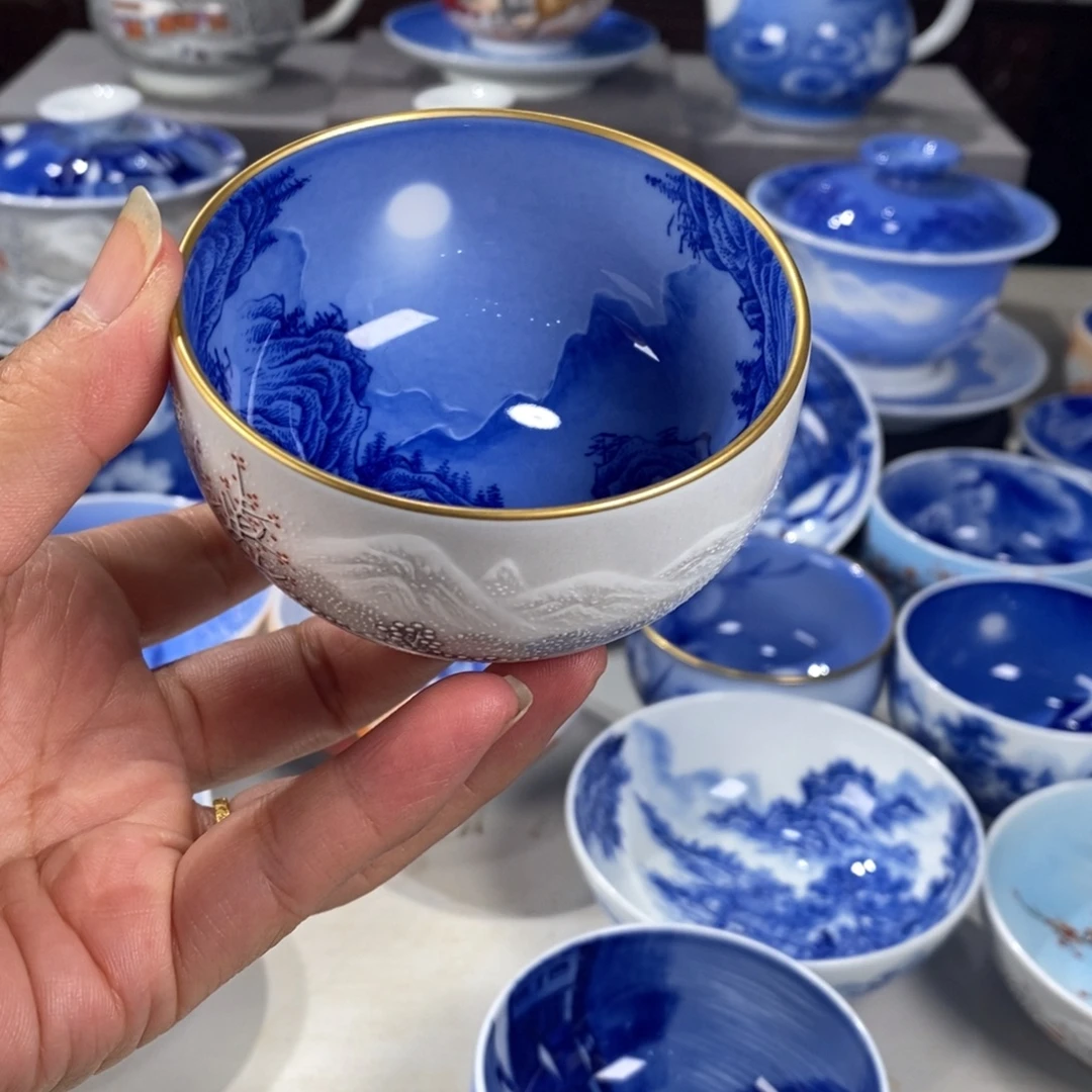 青花山水主人杯杯